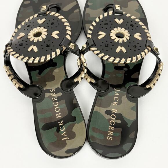 Jack Rogers Womens Georgica Jelly Sandals Camo Flip Flops Medallion Size 10 - Picture 7 of 10